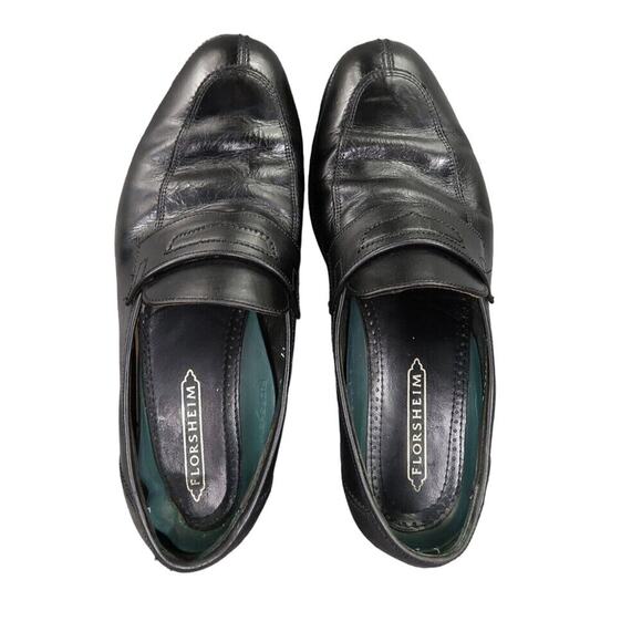 Florsheim Shoes Mens 9 Loafers Slip On Classic Leather Retro Dress Formal Black - Picture 5 of 16
